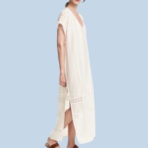 H&M White Kaftan with Lace Insets in a cotton blend
Size large